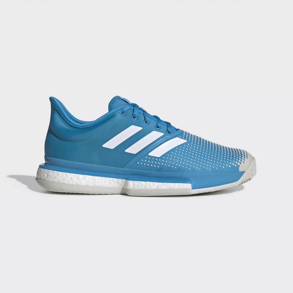 Adidas SoleCourt Boost Clay Zapatillas De Tenis Azules Para Hombre (MX-17222)